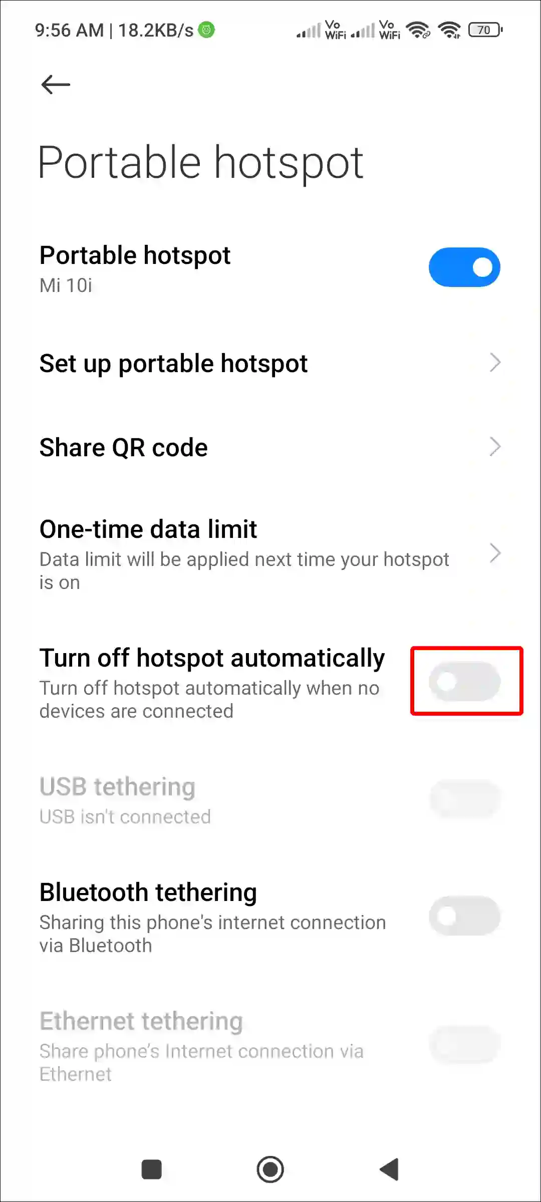 disable turn off hotspot automatically