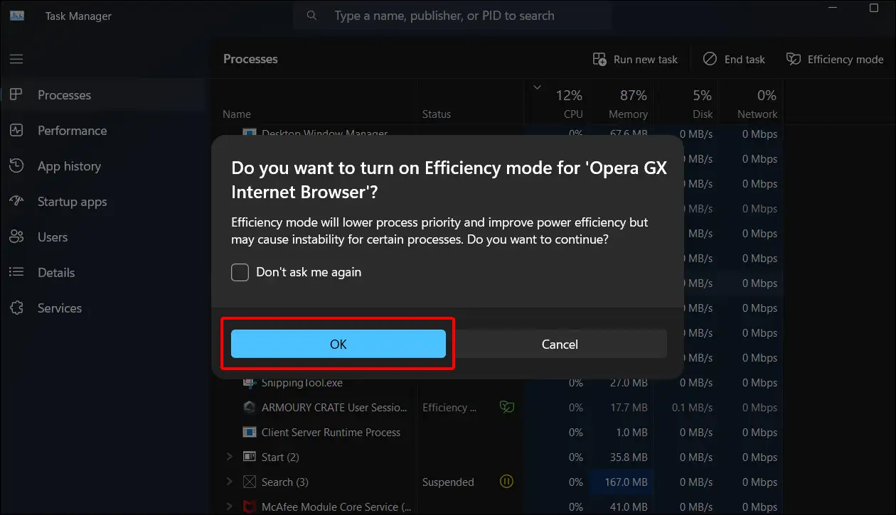 enable efficiency mode in windows 11 task manager