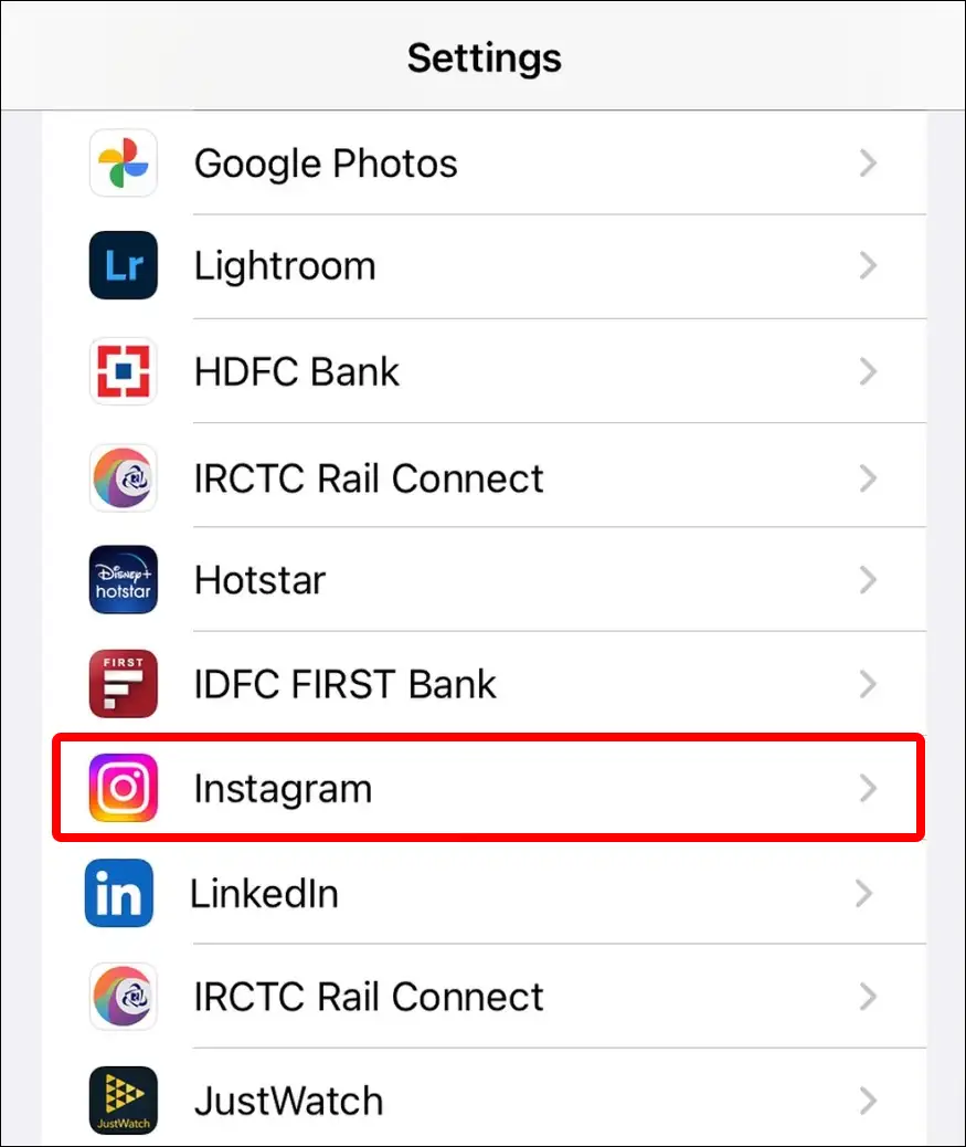 iPhone settings instagram