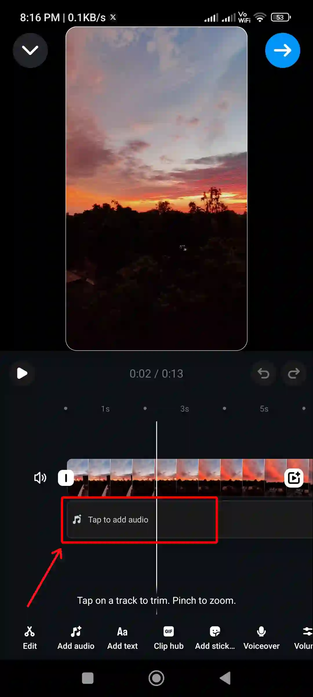 Instagram add audio to reel