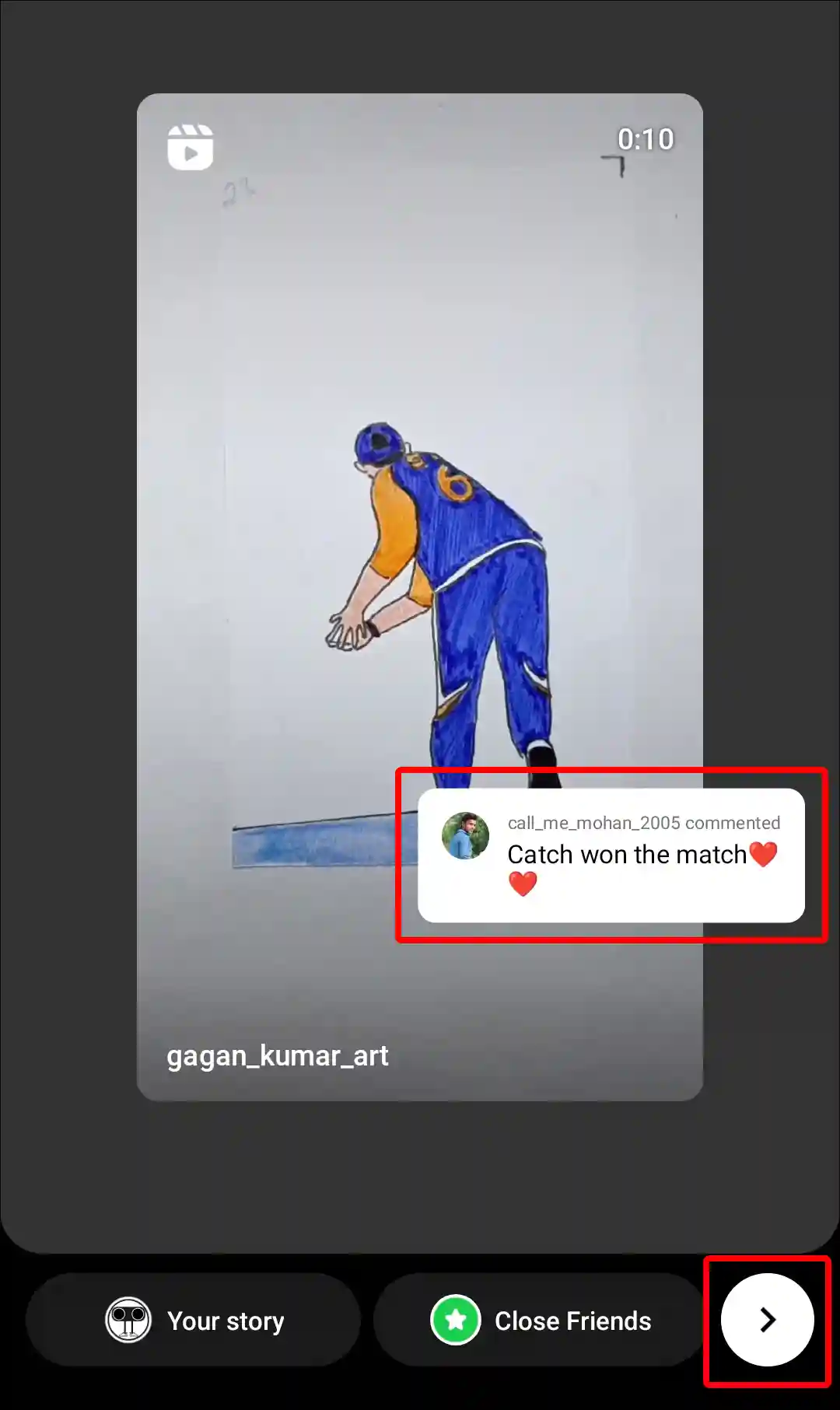 Instagram comment add to story