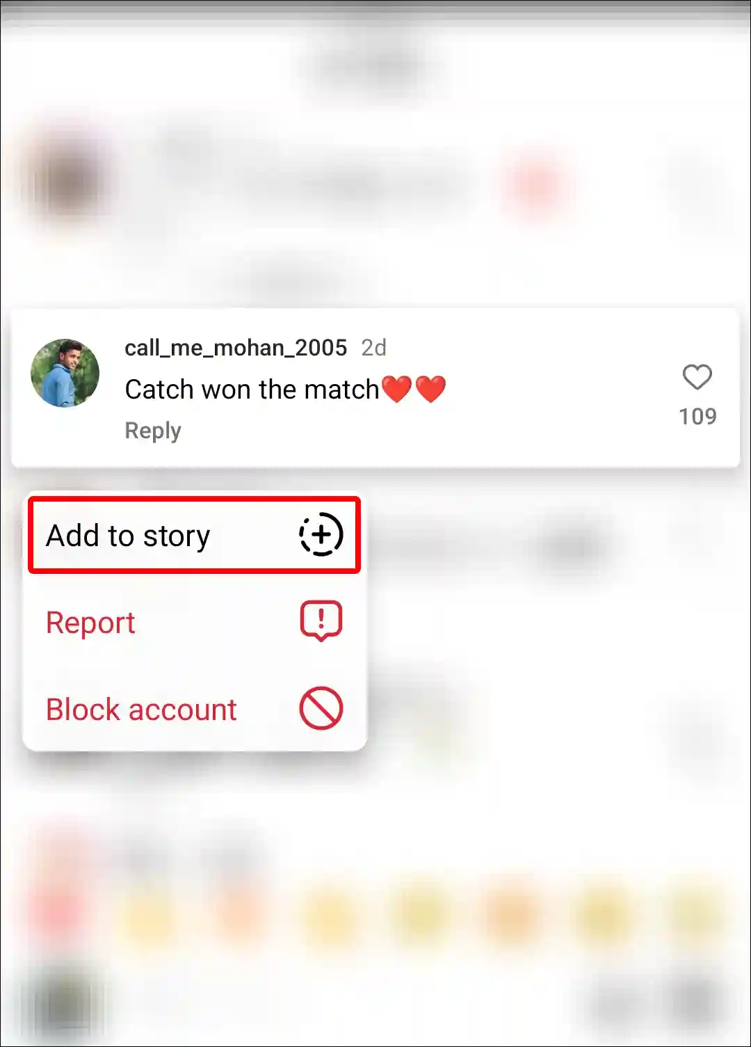 Instagram comment add to story