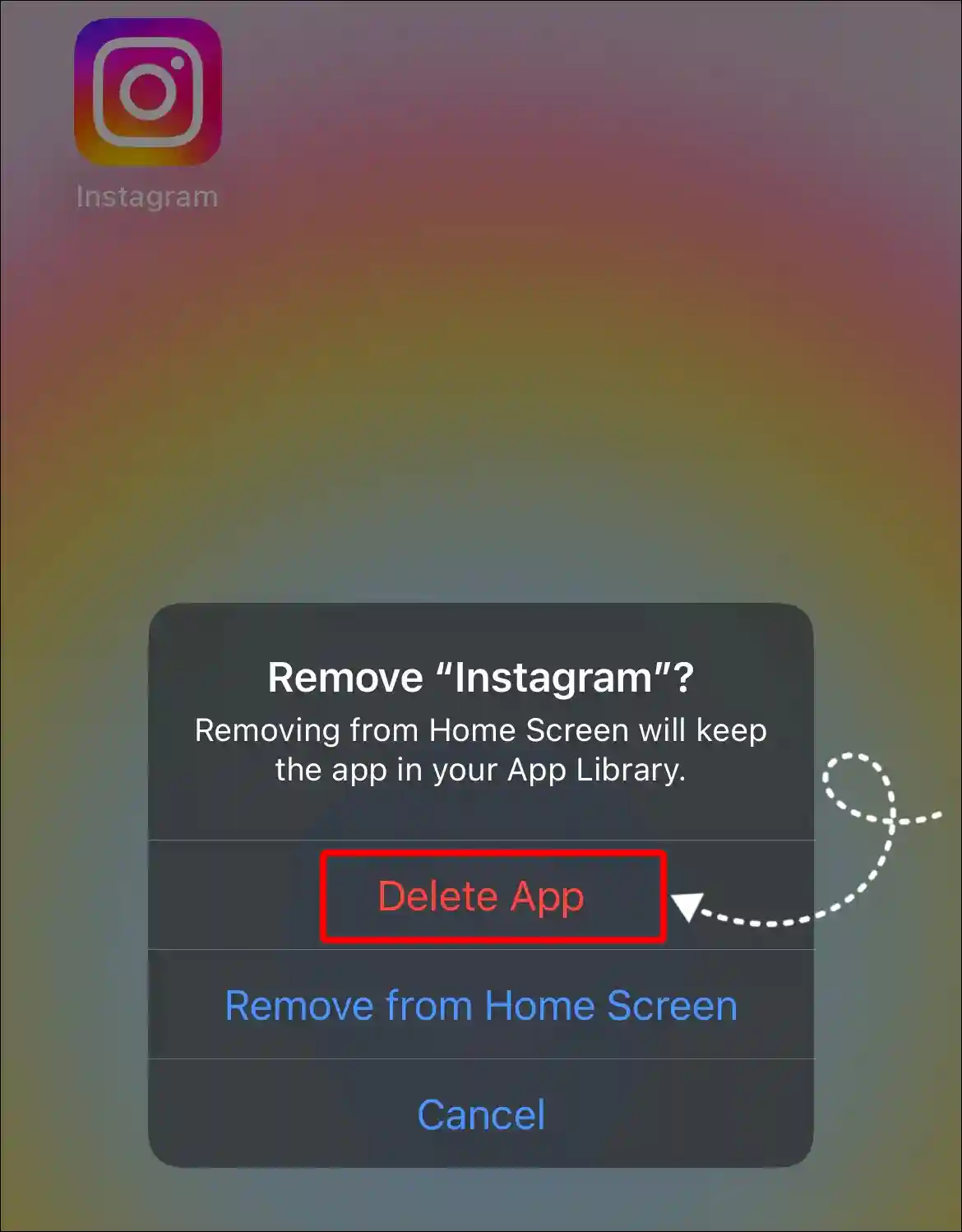 iphone app drawer instagram app delete