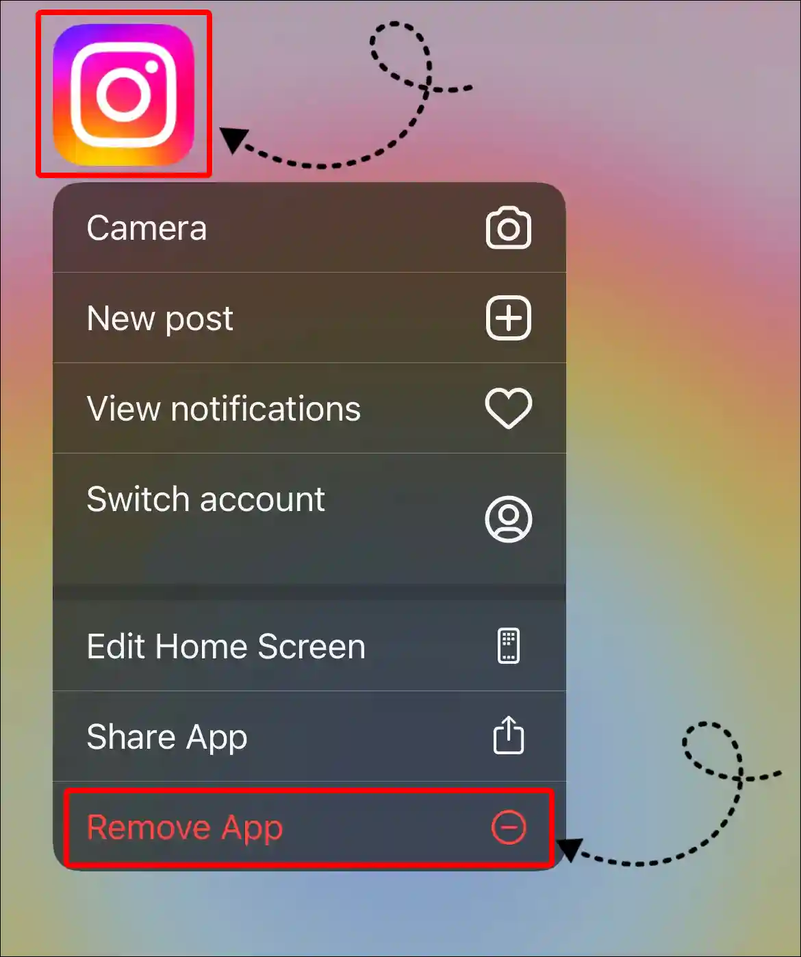 iphone app drawer instagram app remove