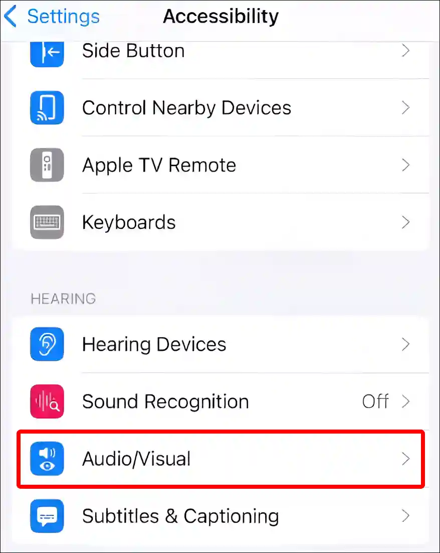 iphone audio/visual settings