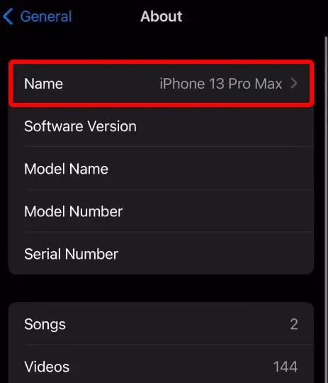 iPhone device name