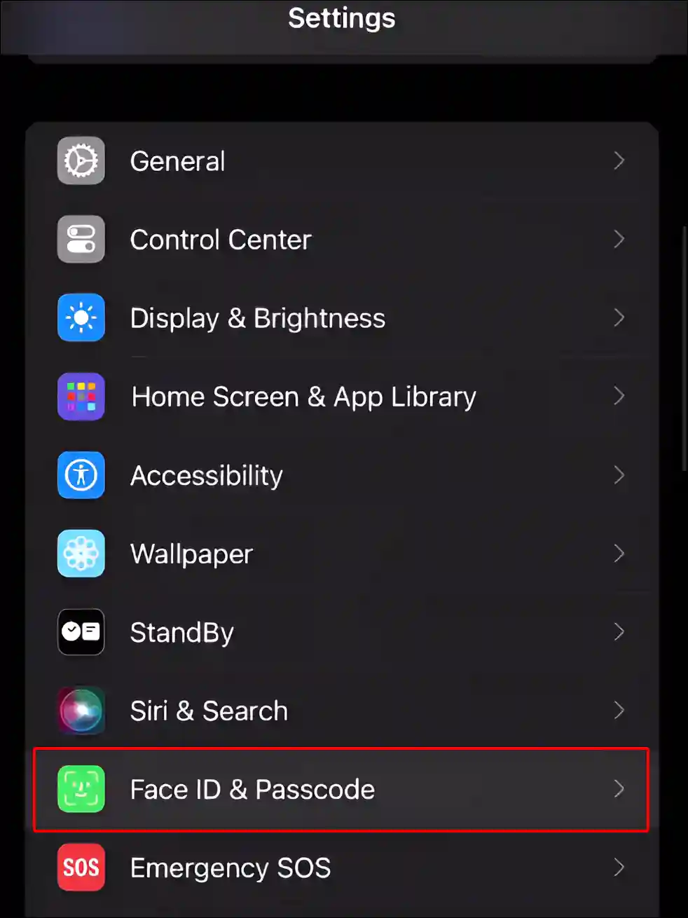 iphone face id and passcode settings