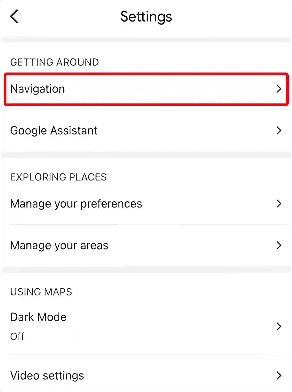 iPhone google map navigation settings