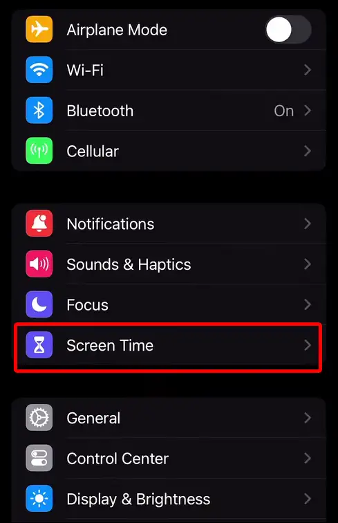 iphone screen time settings