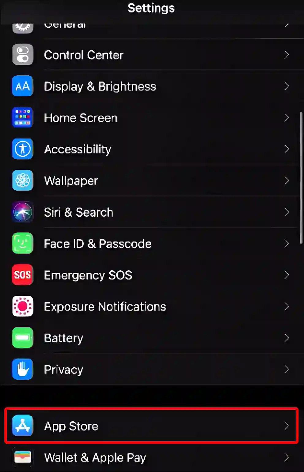 iphone settings app store