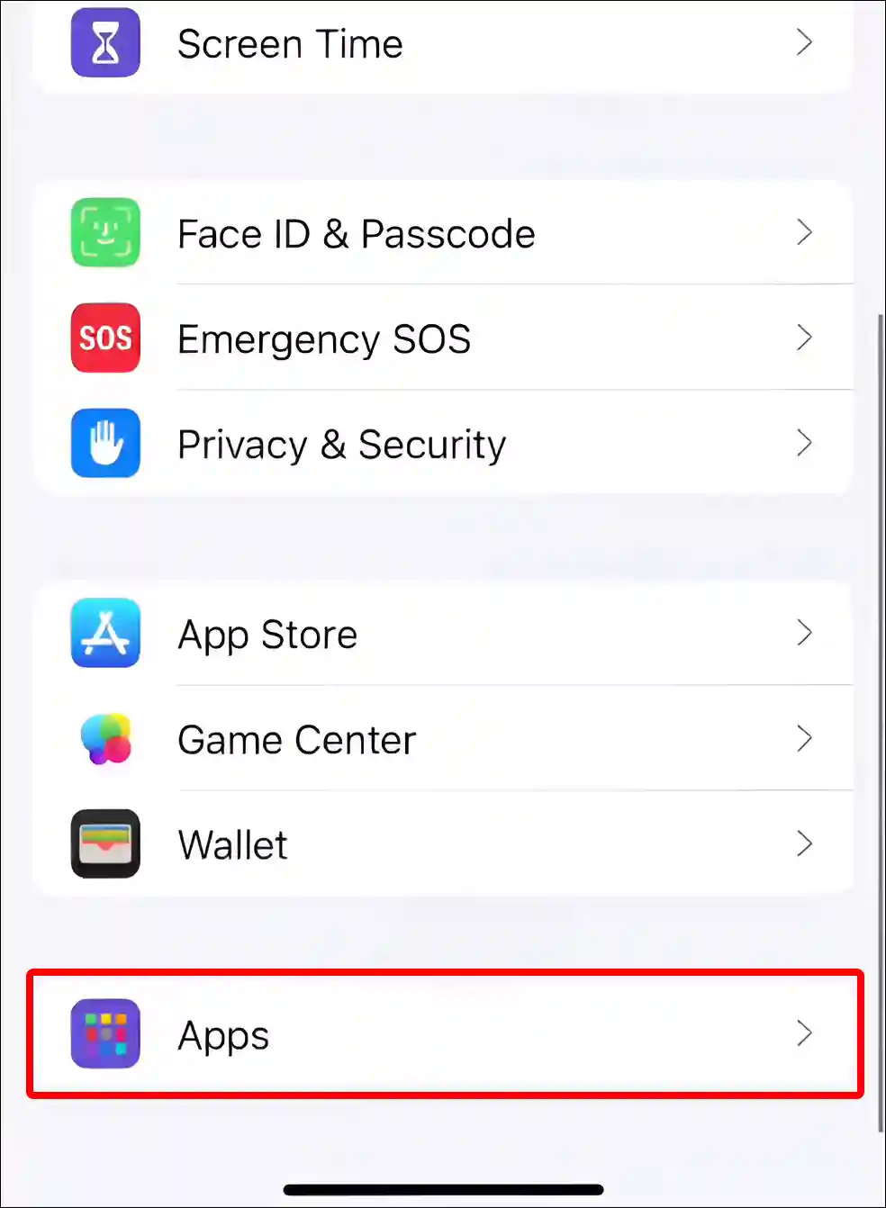 iphone settings apps