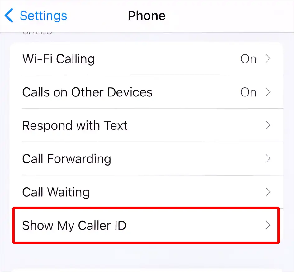 iphone show my caller id settings