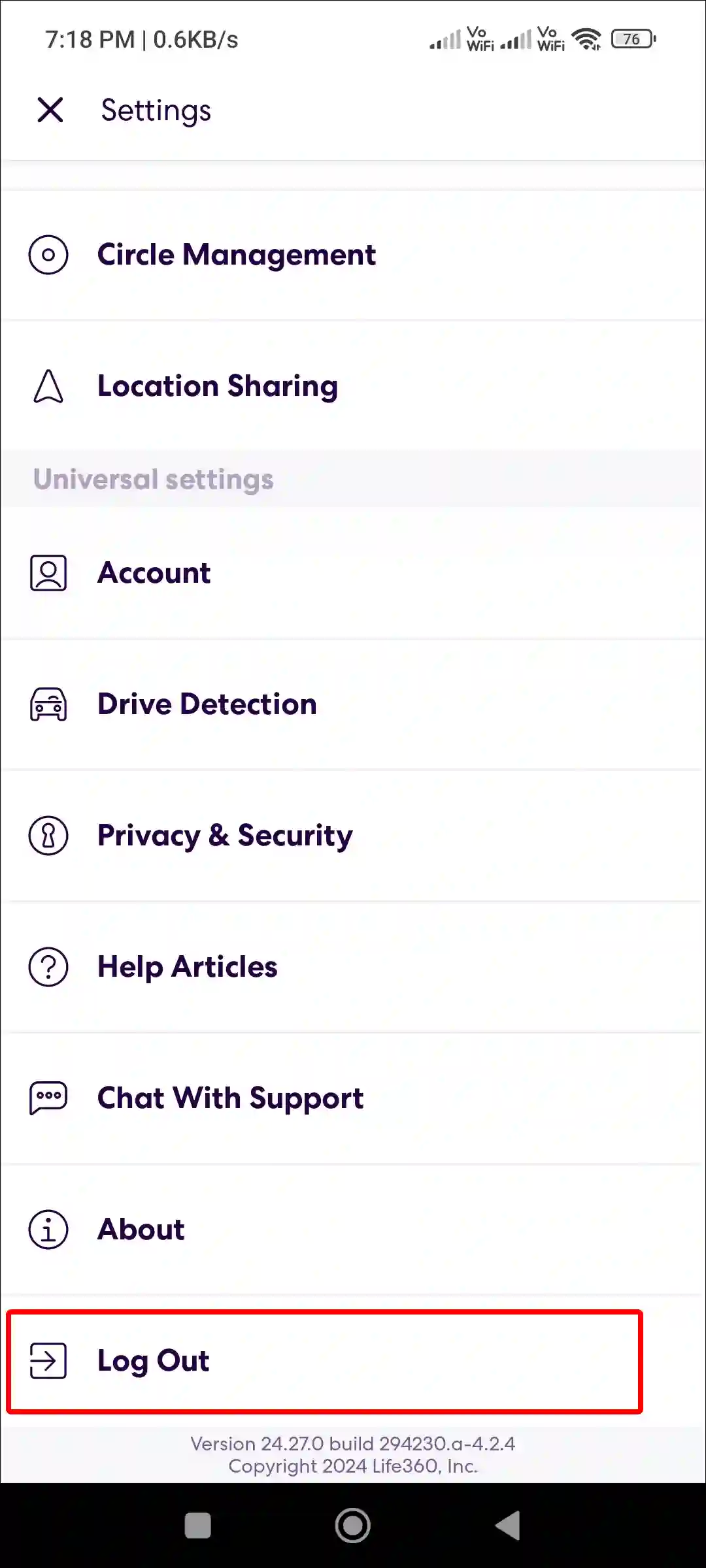 life360 app logout