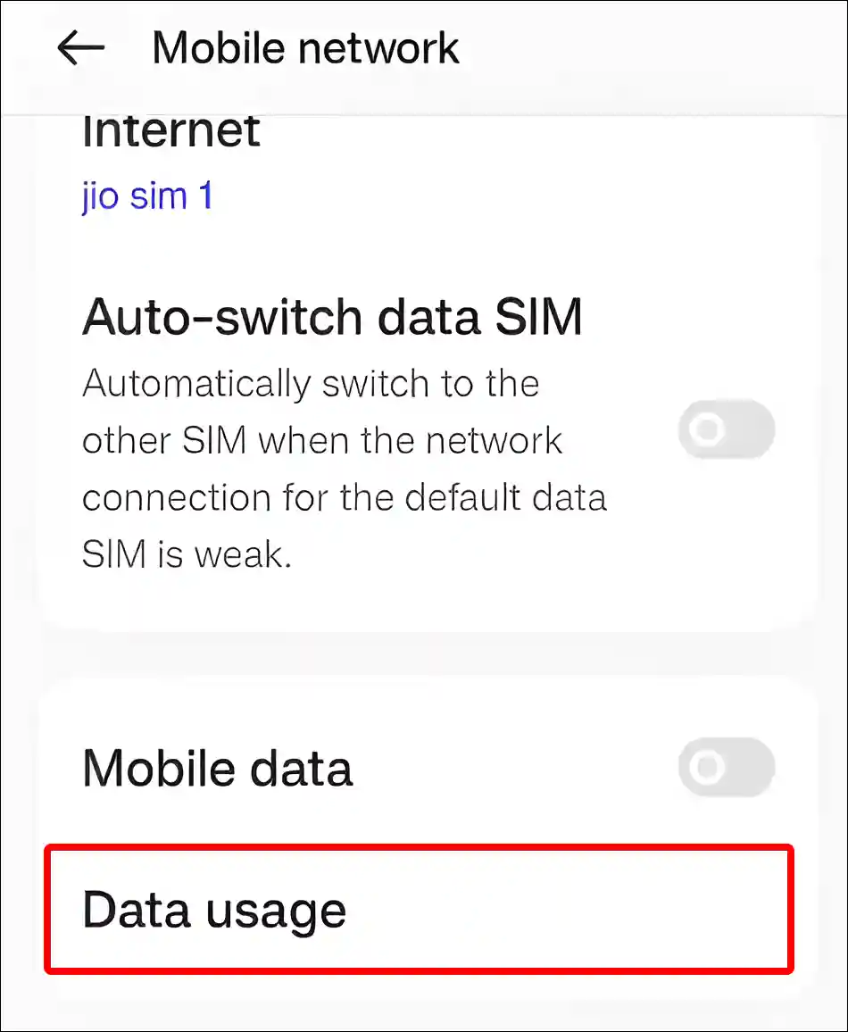 oneplus data usage settings