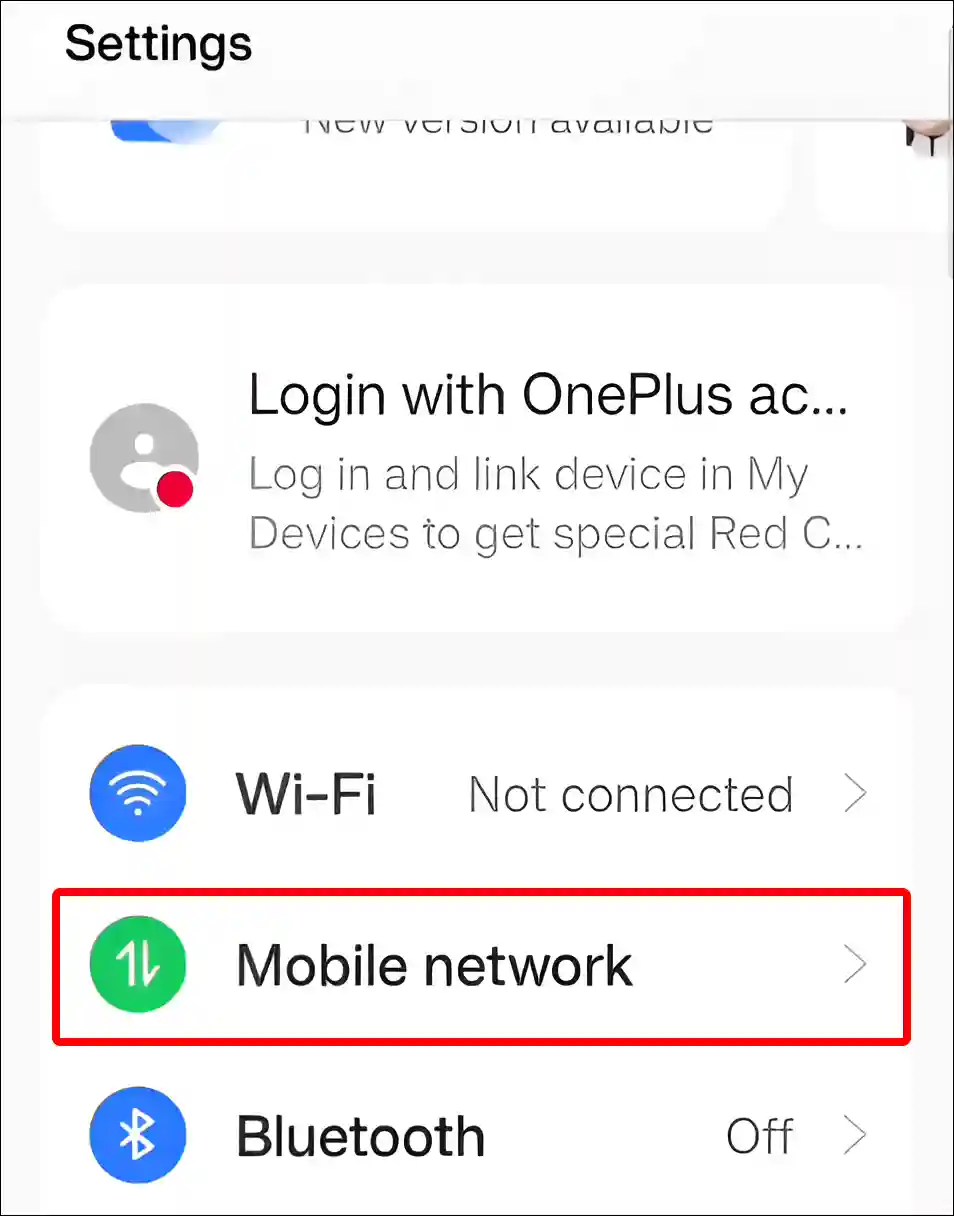 oneplus mobile network settings