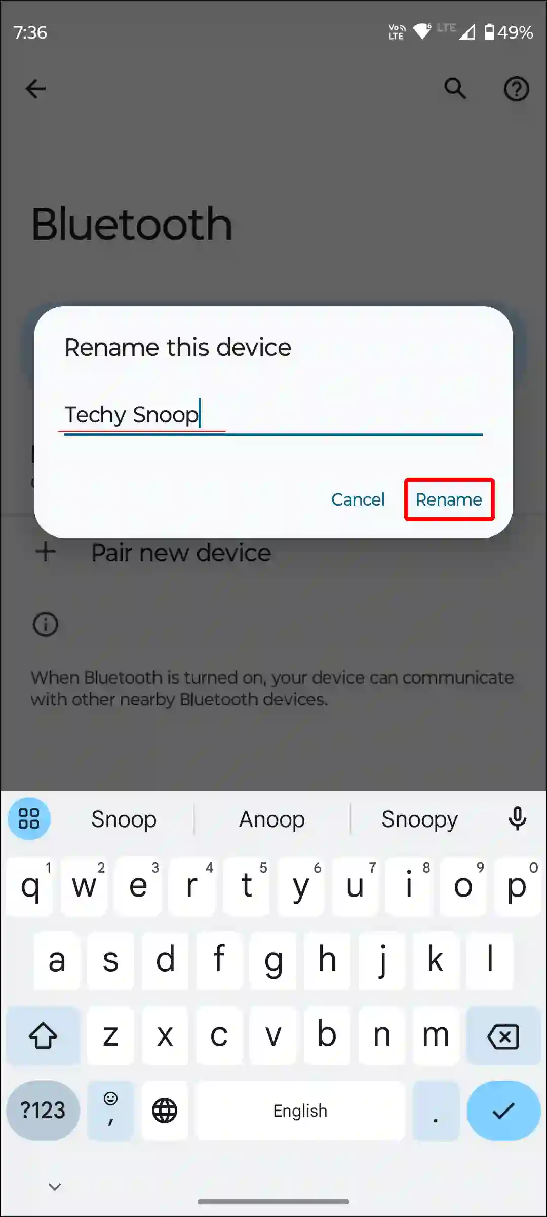 rename bluetooth name on android