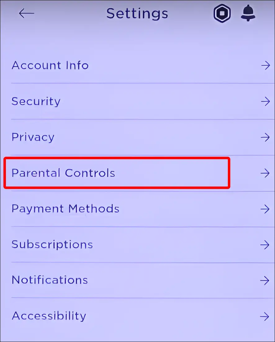 roblox app parental control settings