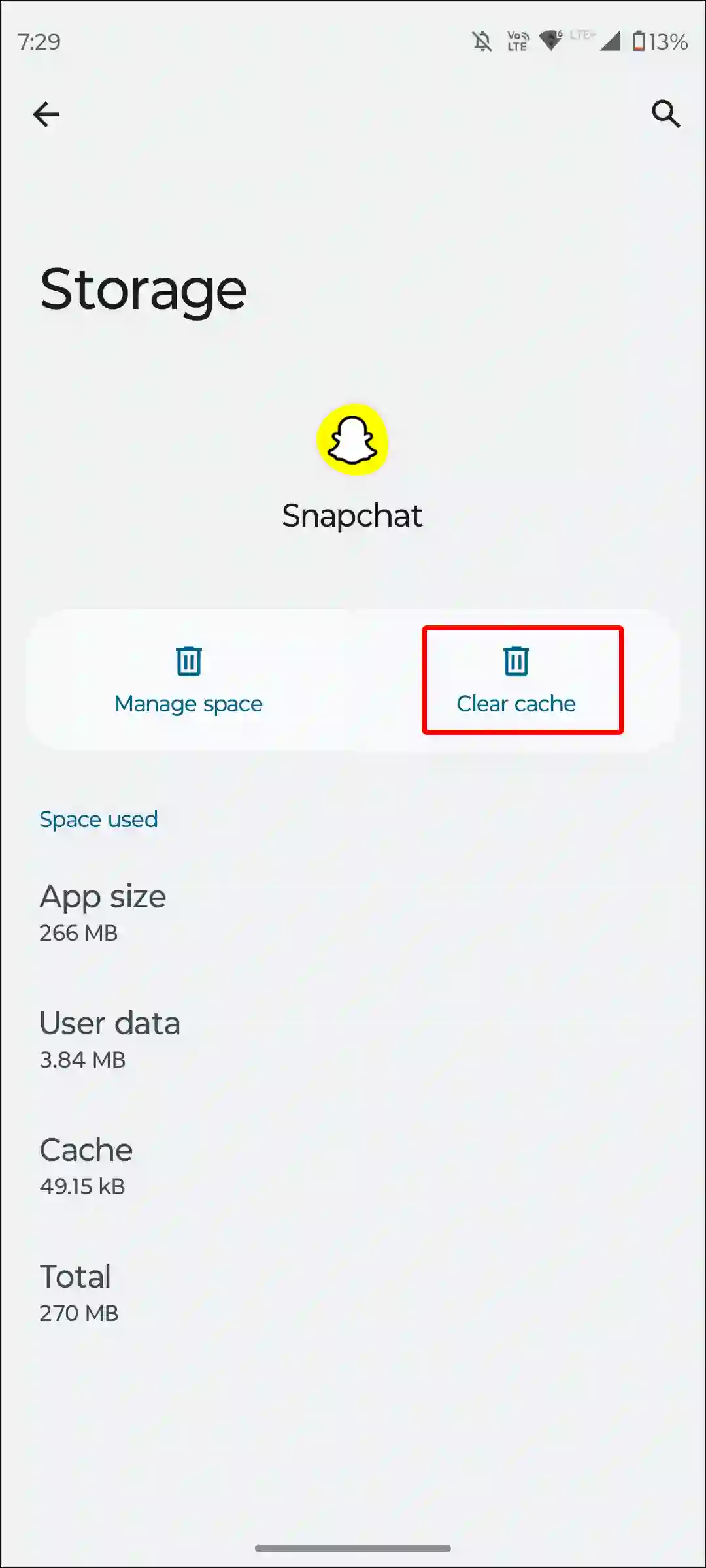 snapchat app clear cache