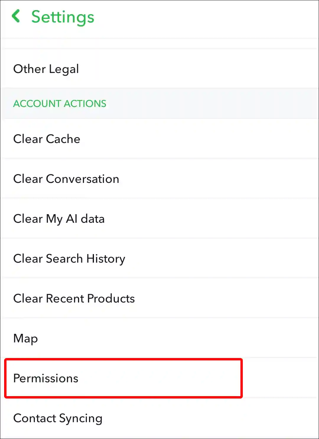 snapchat in-app permissions