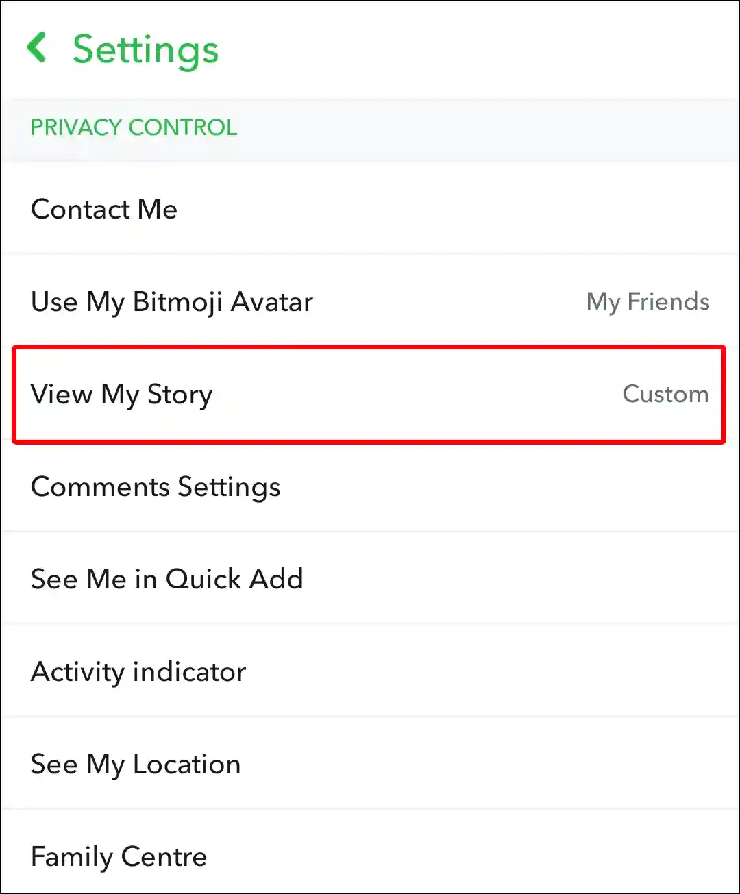 snapchat view my story settings
