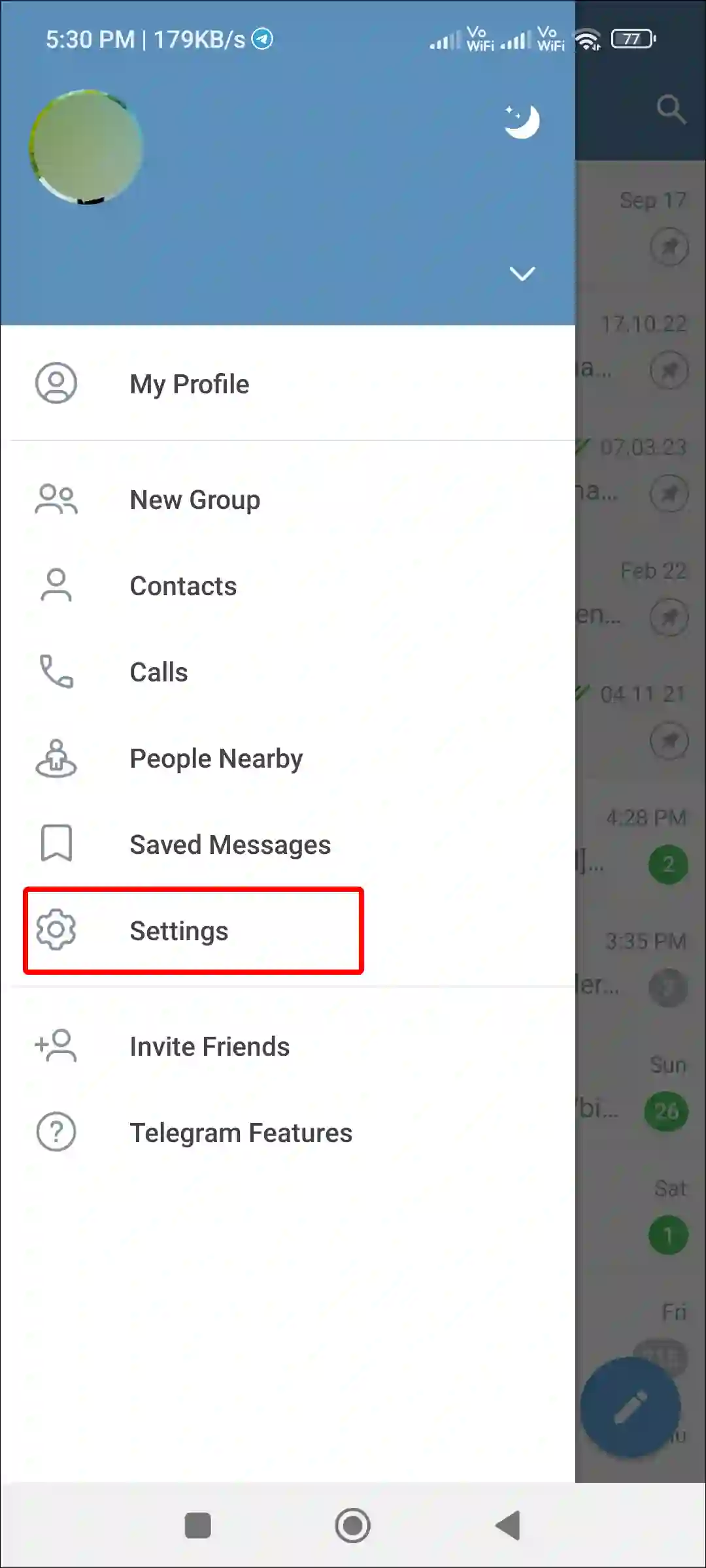 telegram app settings