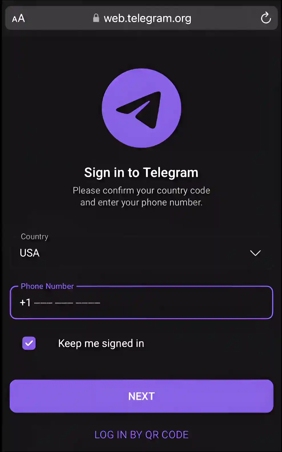 telegram web mobile login