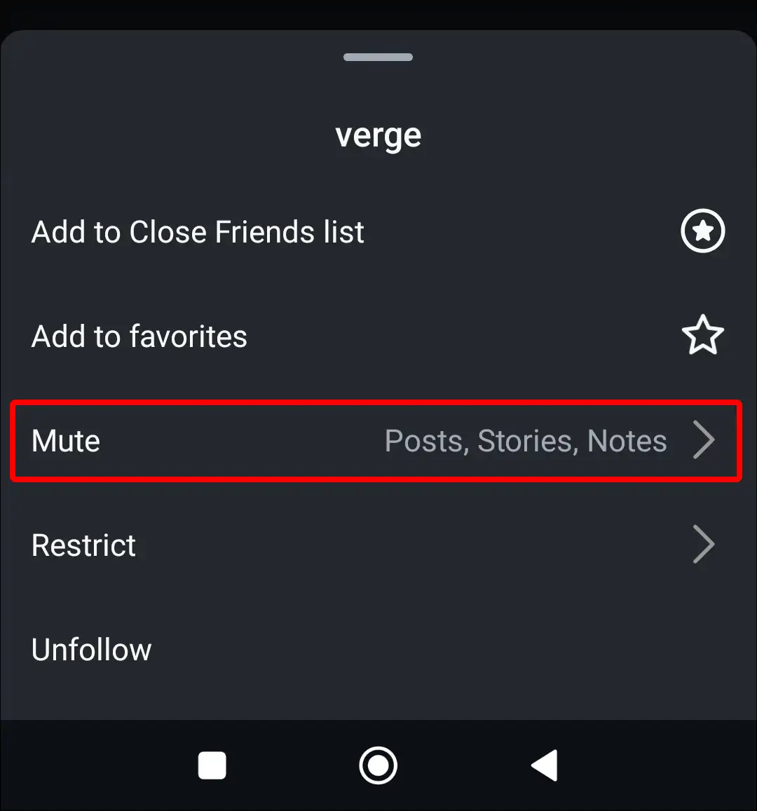 the verge instagram mute