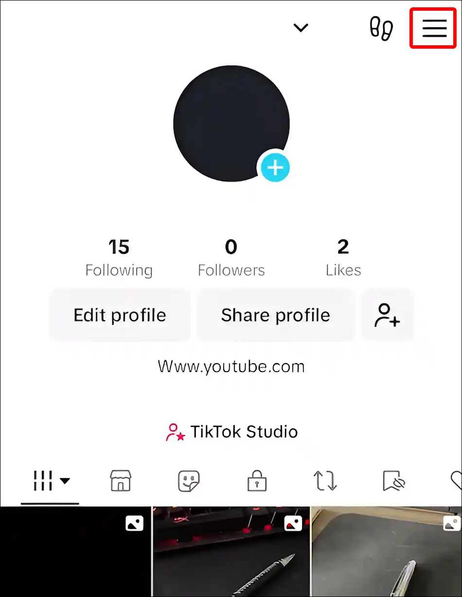 tiktok profile three lines