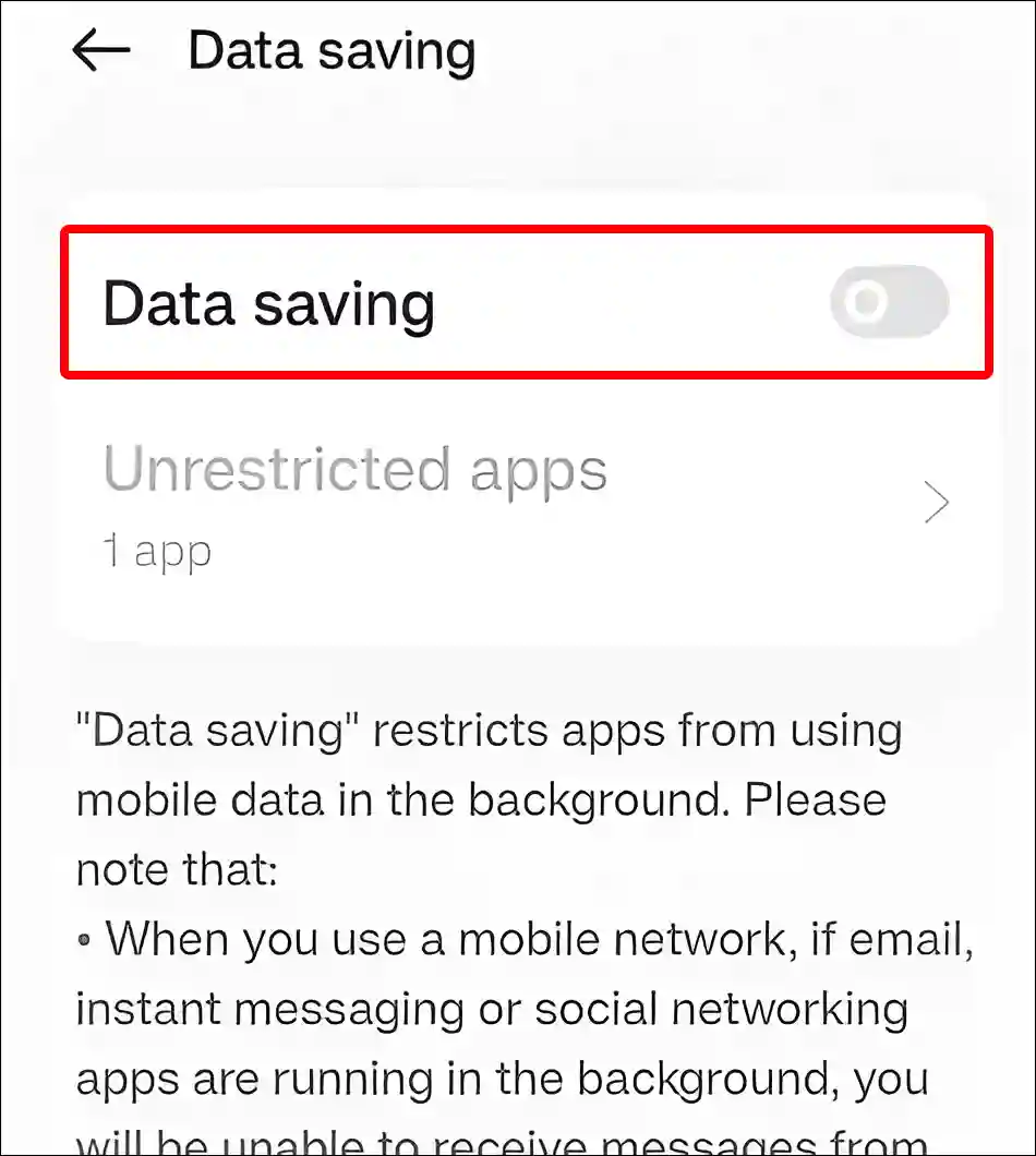 turn off data saver in oneplus