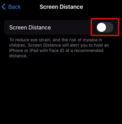 Turn Off Screen Distance on iPhone