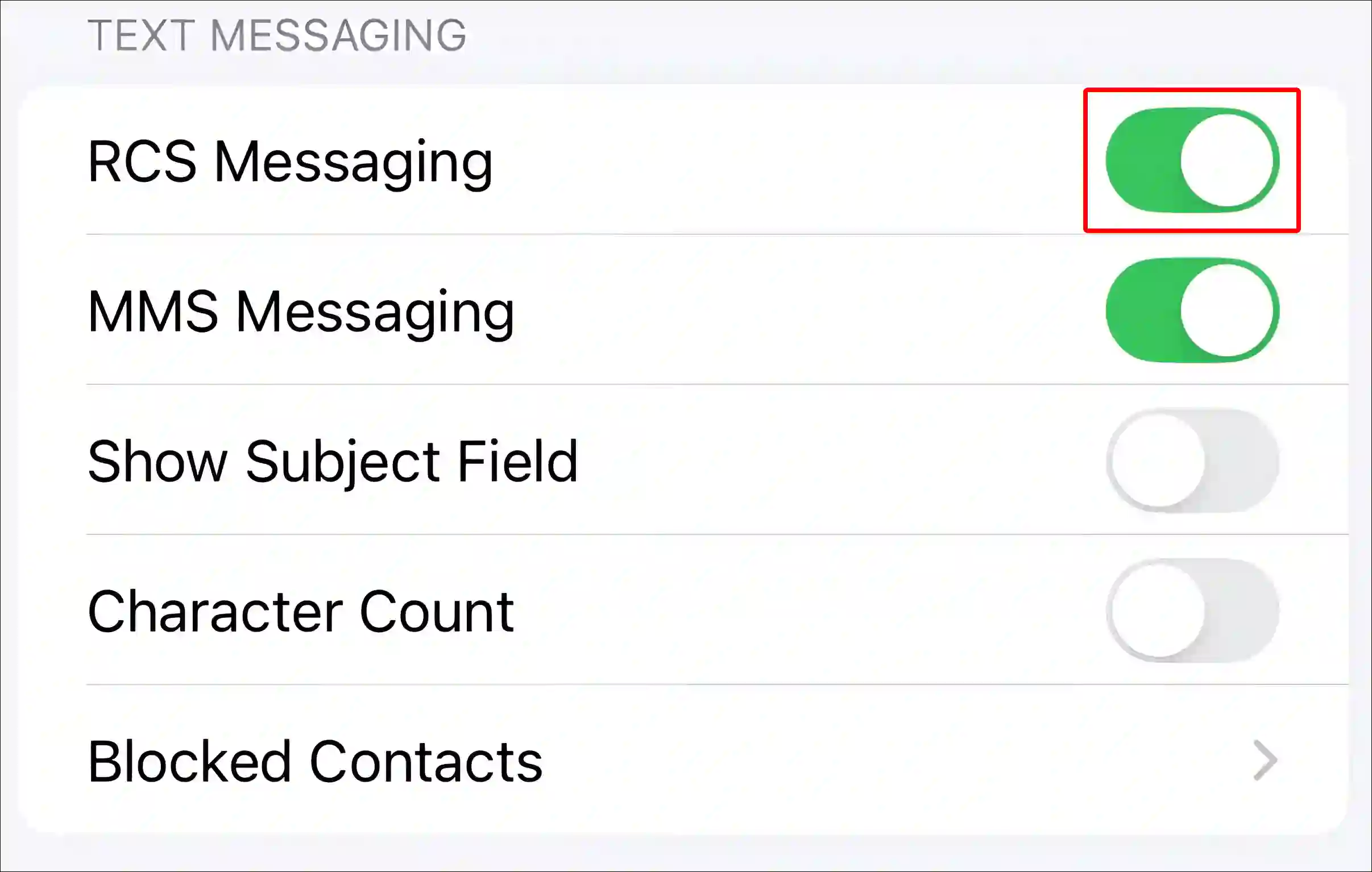 turn on rcs messaging on iphone