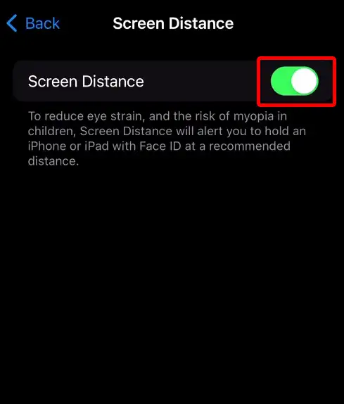 Turn On Screen Distance on iPhone