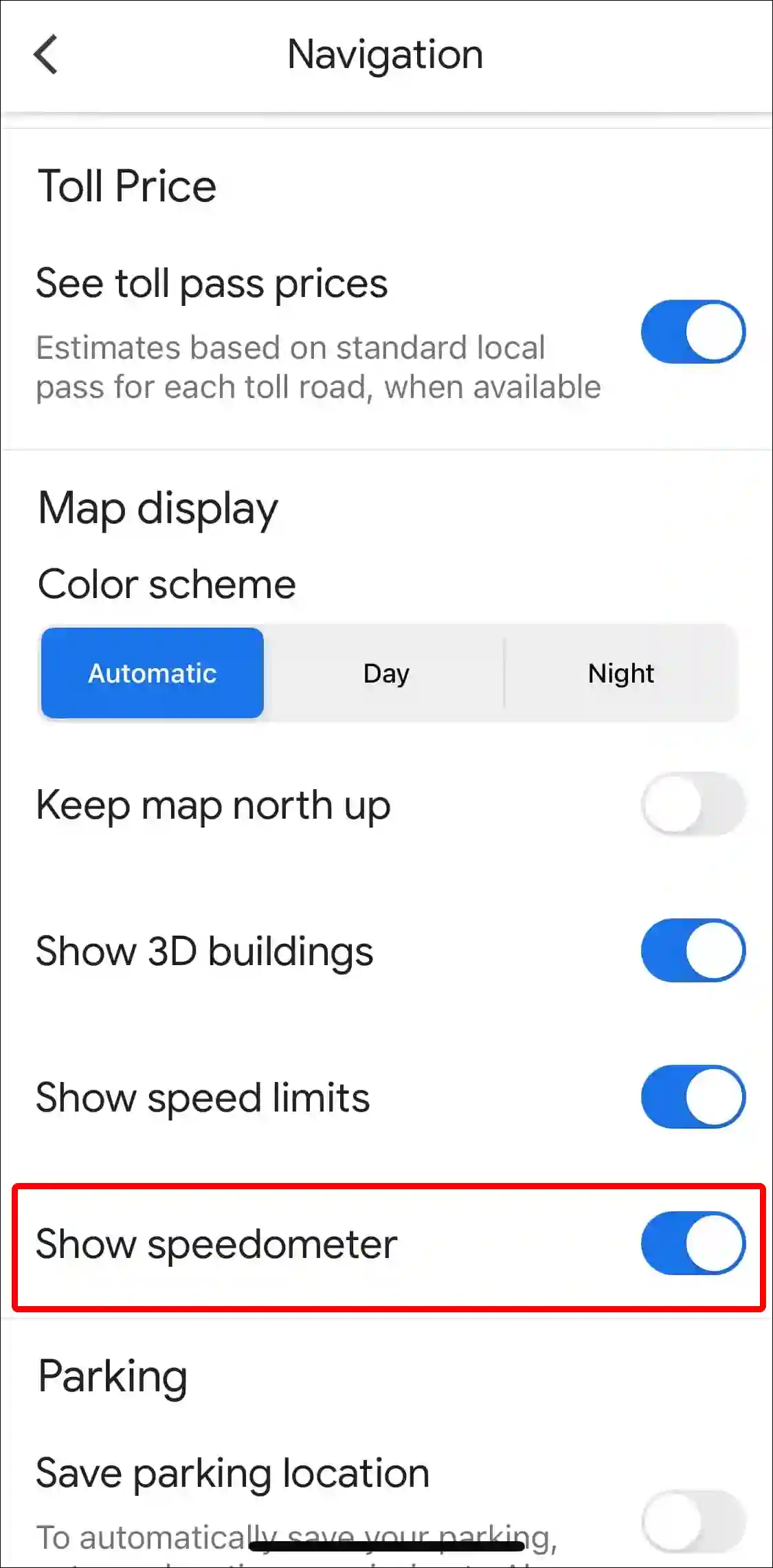 Turn on Speedometer in Google Maps on iPhone