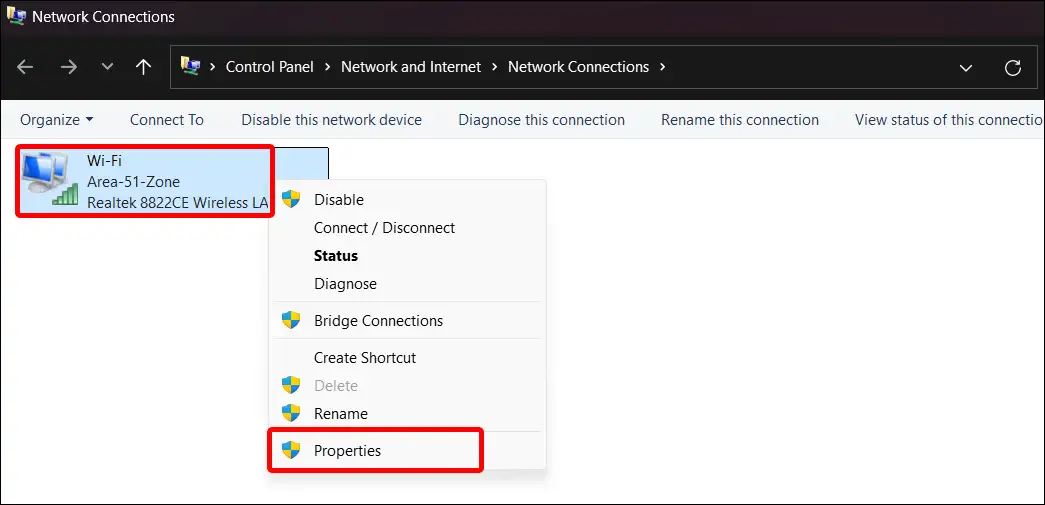 windows 11 network adapter properties