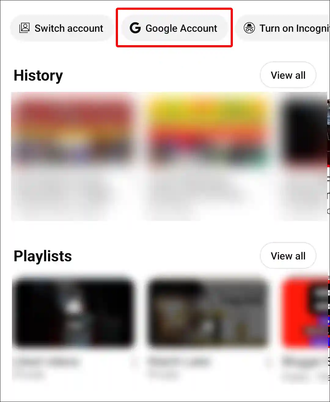 youtube app google account