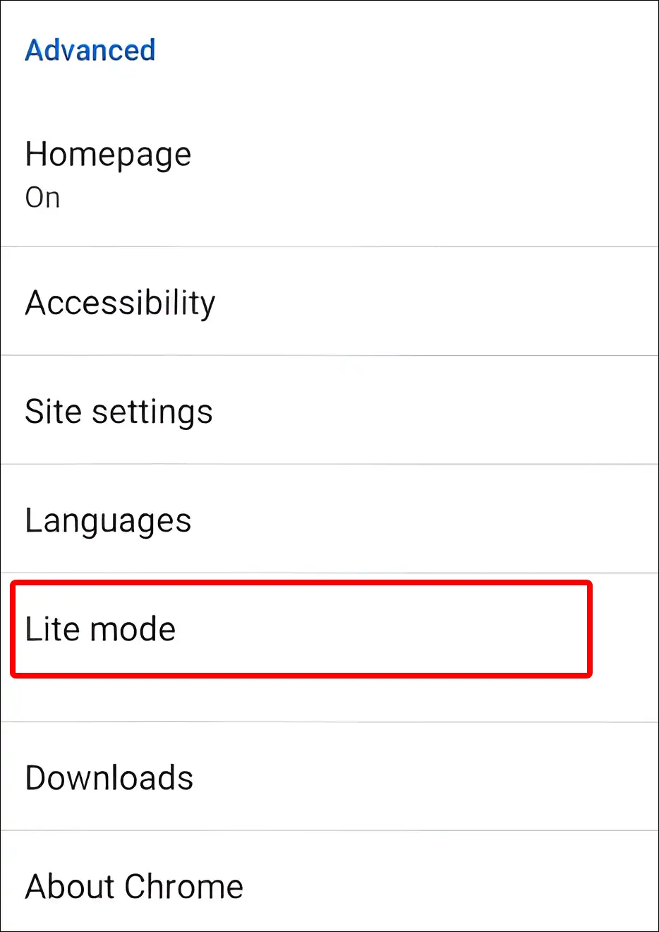 android chrome lite mode