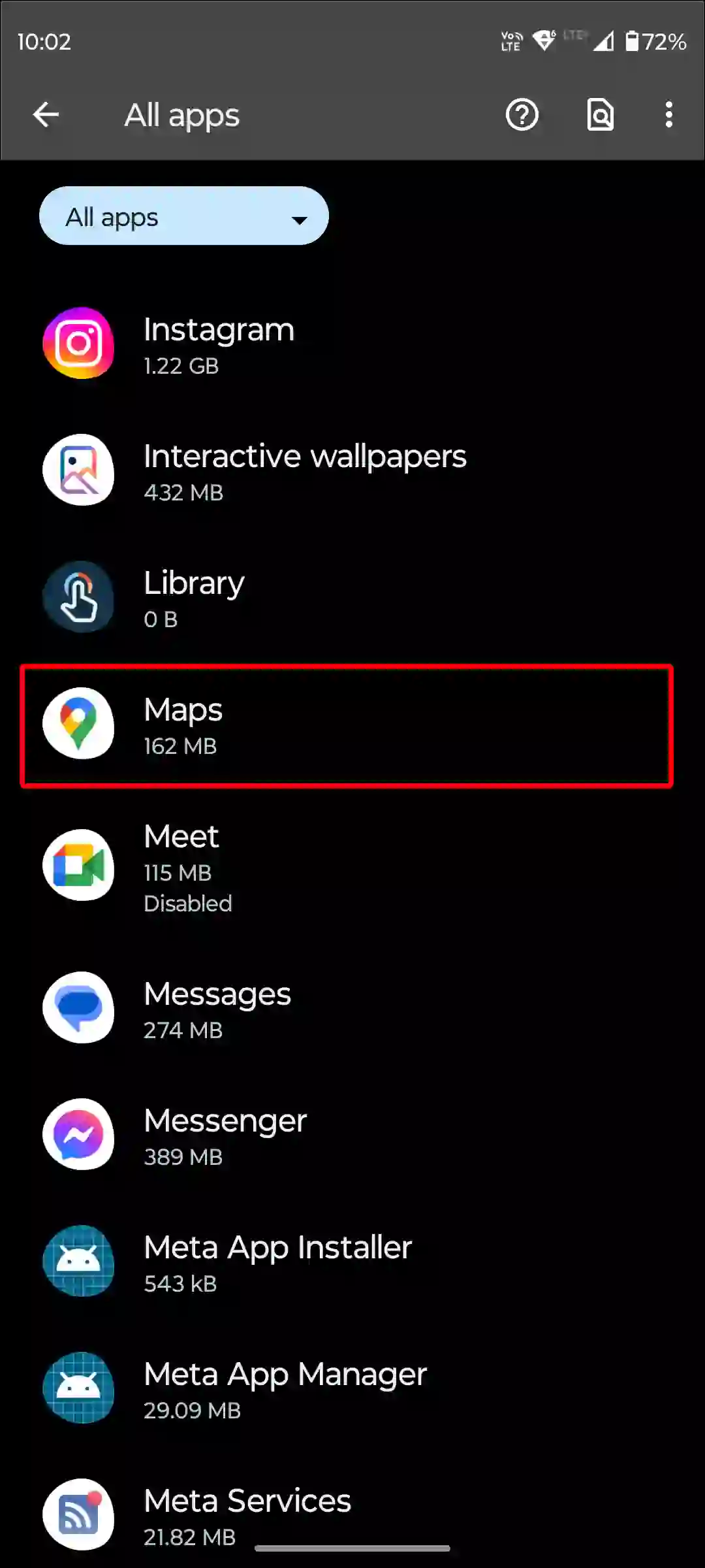 android google maps app settings