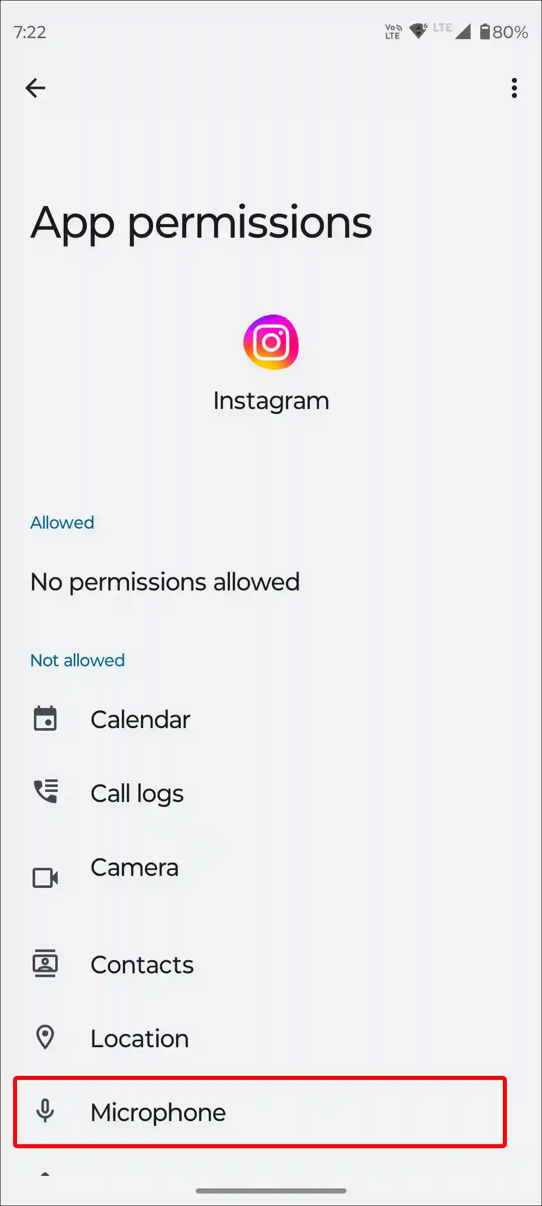 android instagram app microphone permission