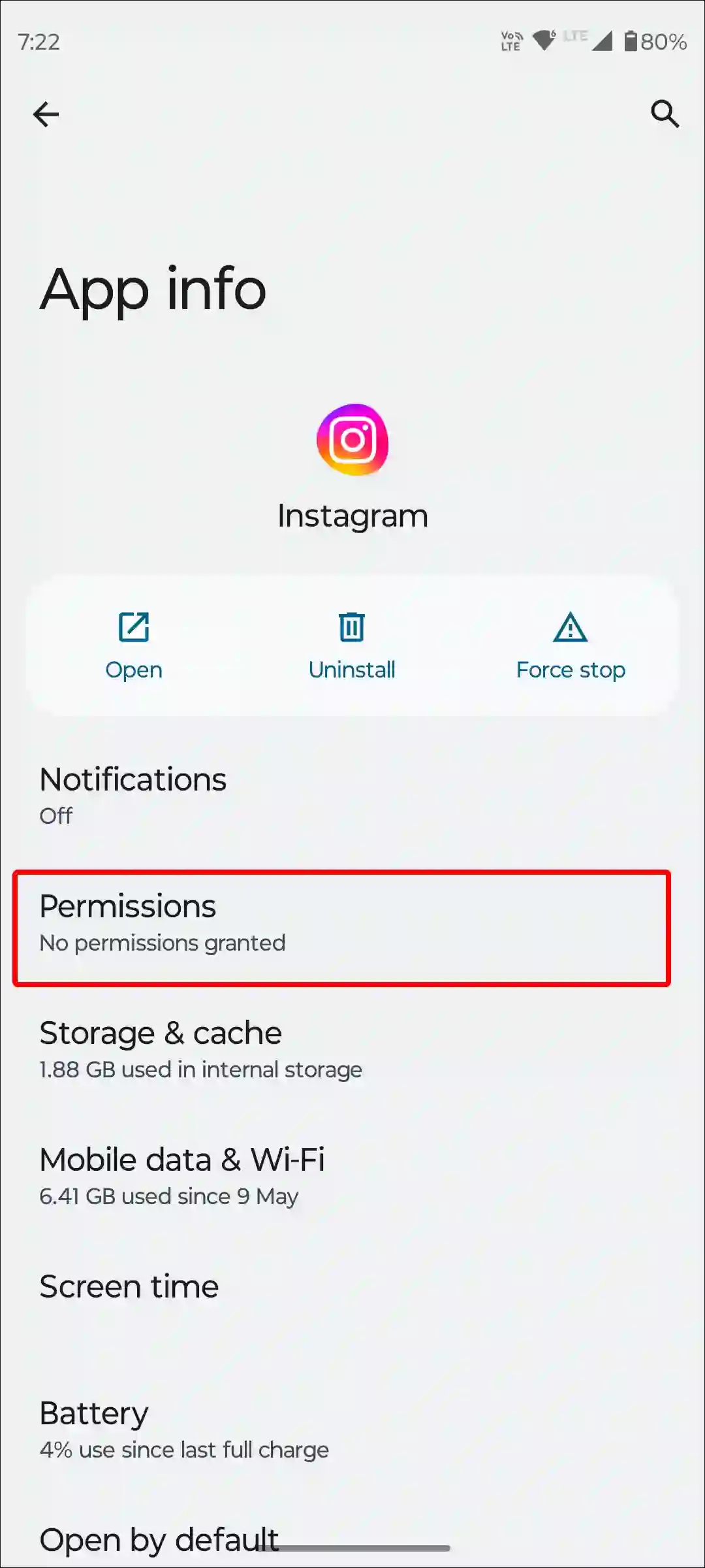 android instagram app permissions