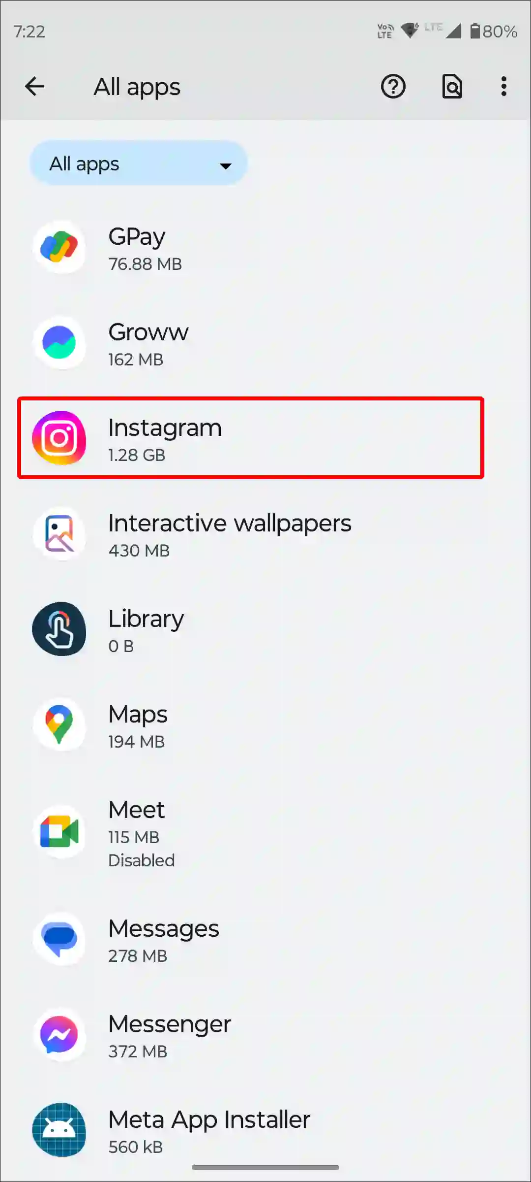 android instagram app settings