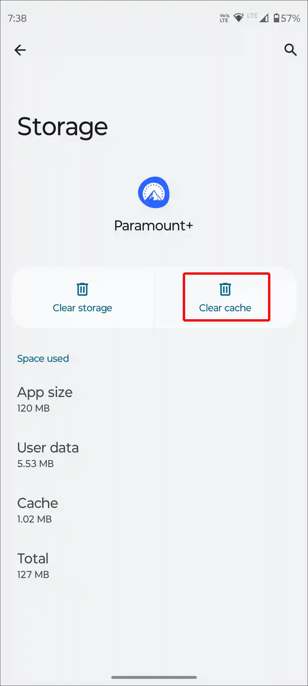 android paramount plus app clear cache