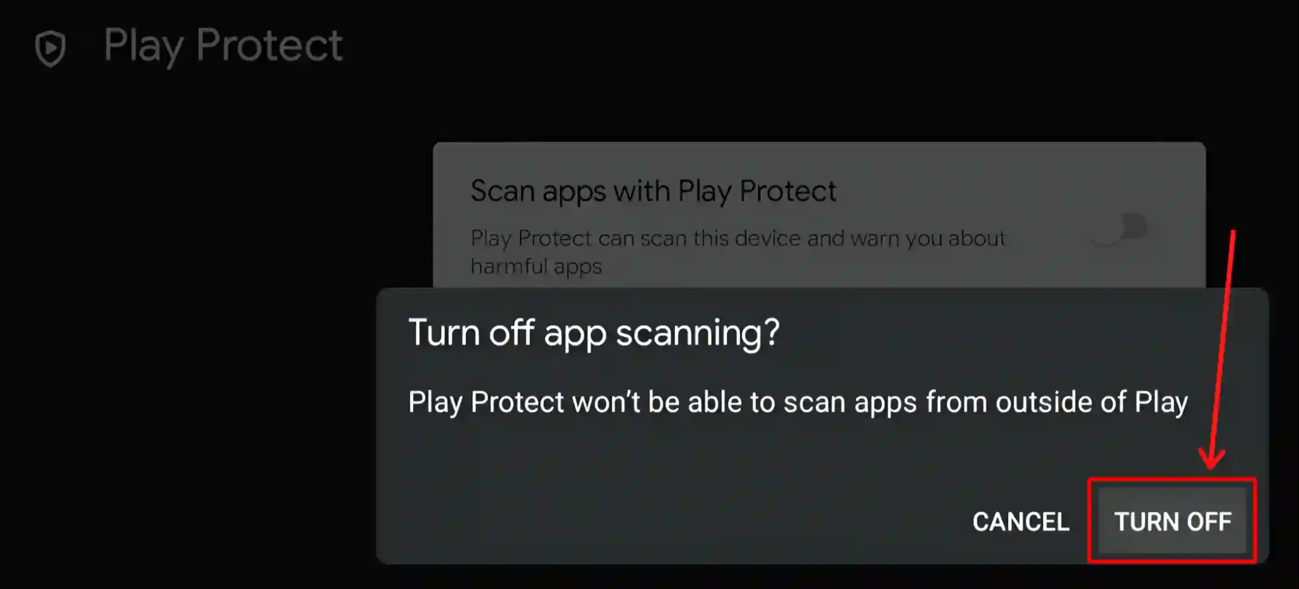 android tv google play protect turn off