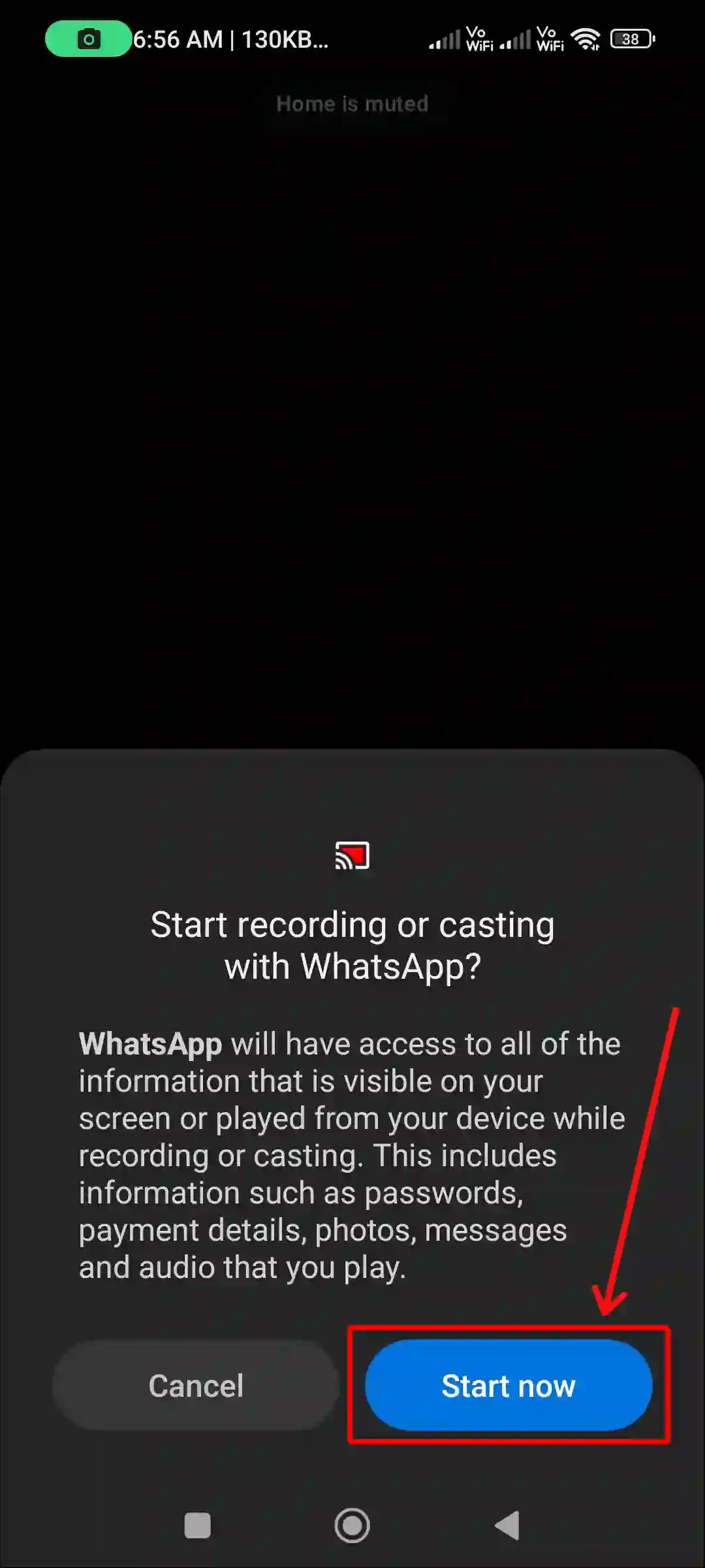 android whatsapp screen share start now