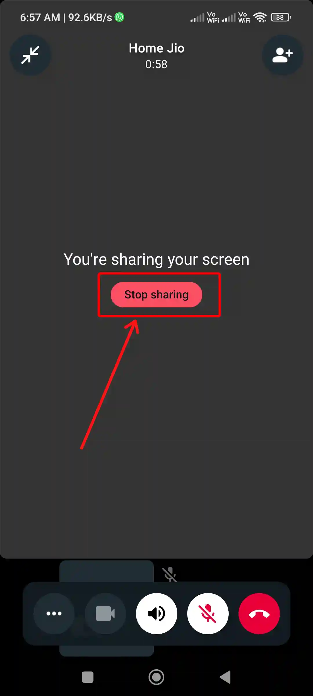 android whatsapp screen share stop sharing