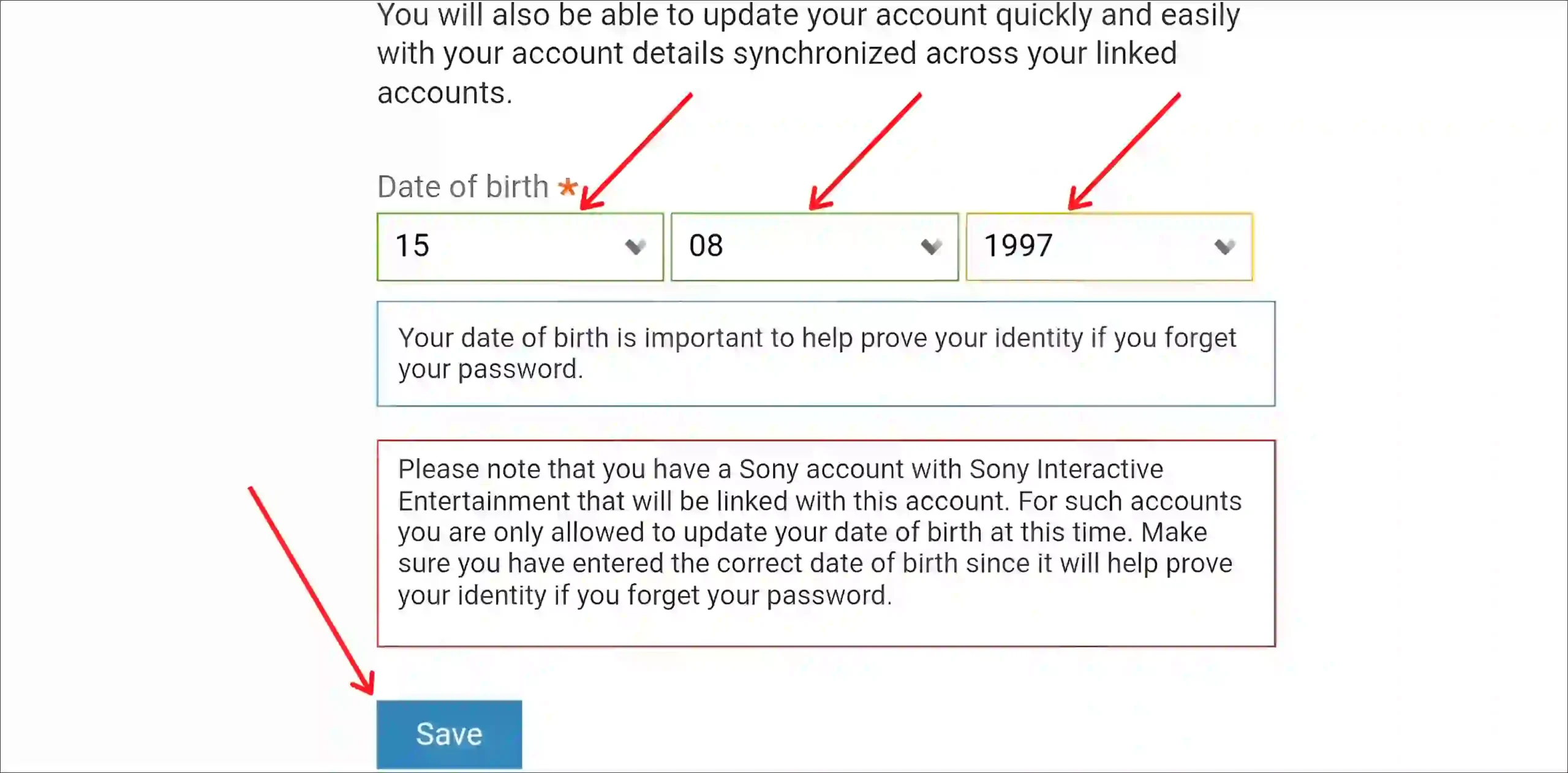 change playstation account age using sony mobile website