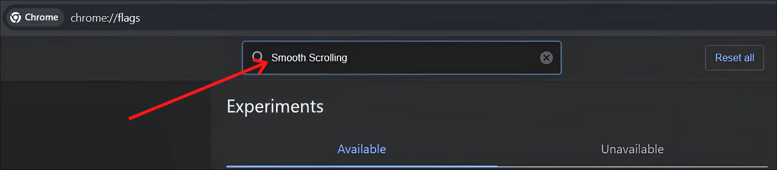 chrome://flags smooth scrolling search