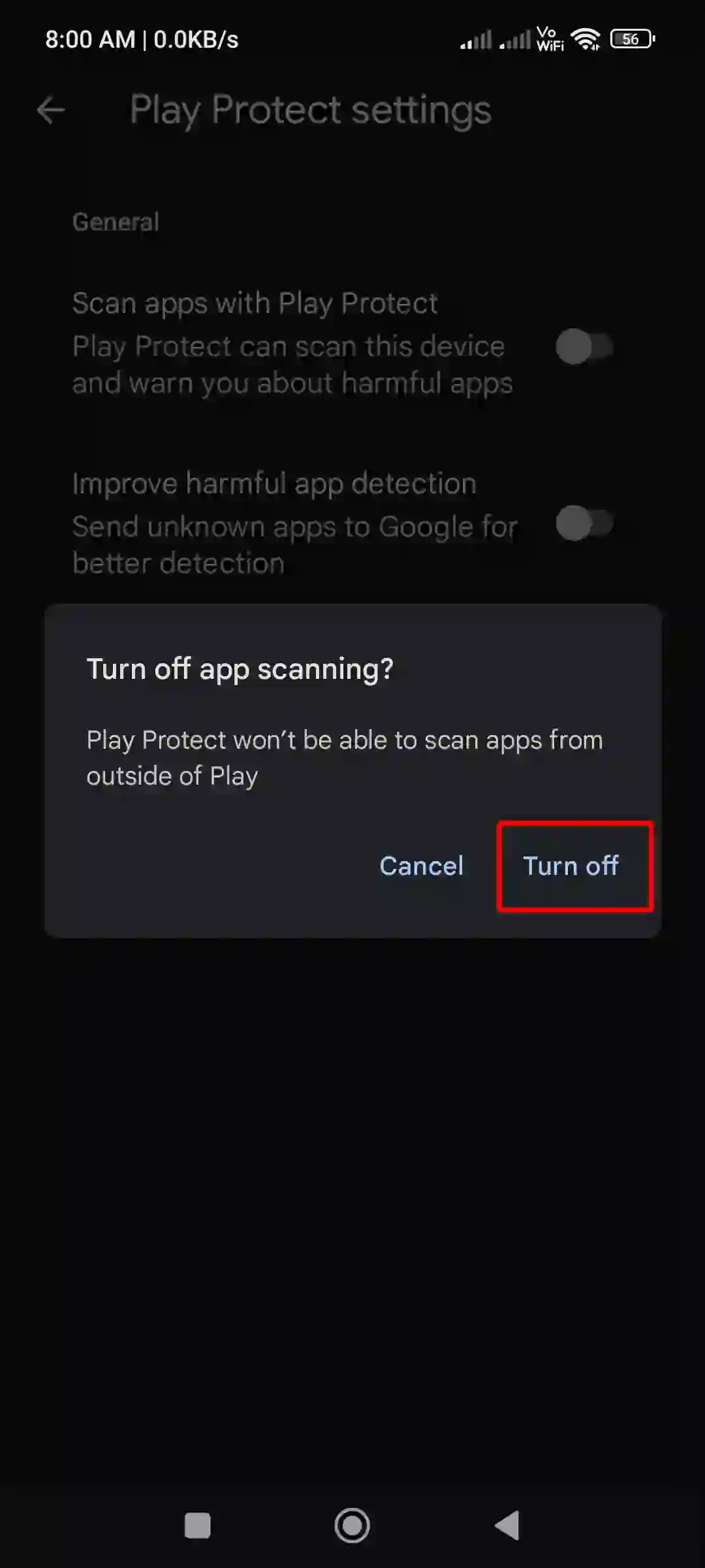 disable android google play protect