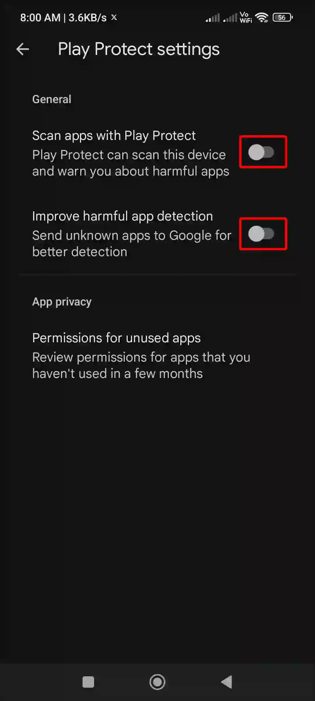 disable android google play protect