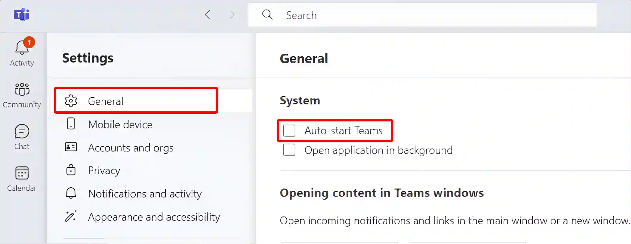 disable auto-start teams