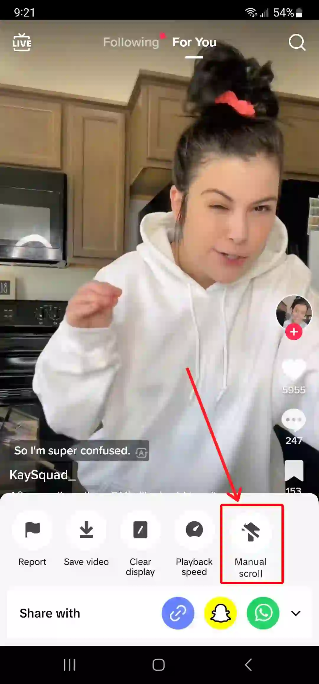 disable tiktok auto scroll